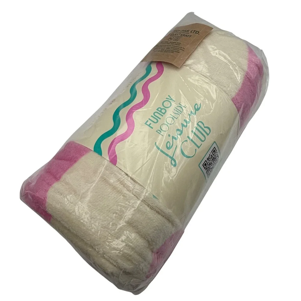 Funboy Poolside Leisure‎ Club Beach Towel Pink Cream 100% Cotton NEW
